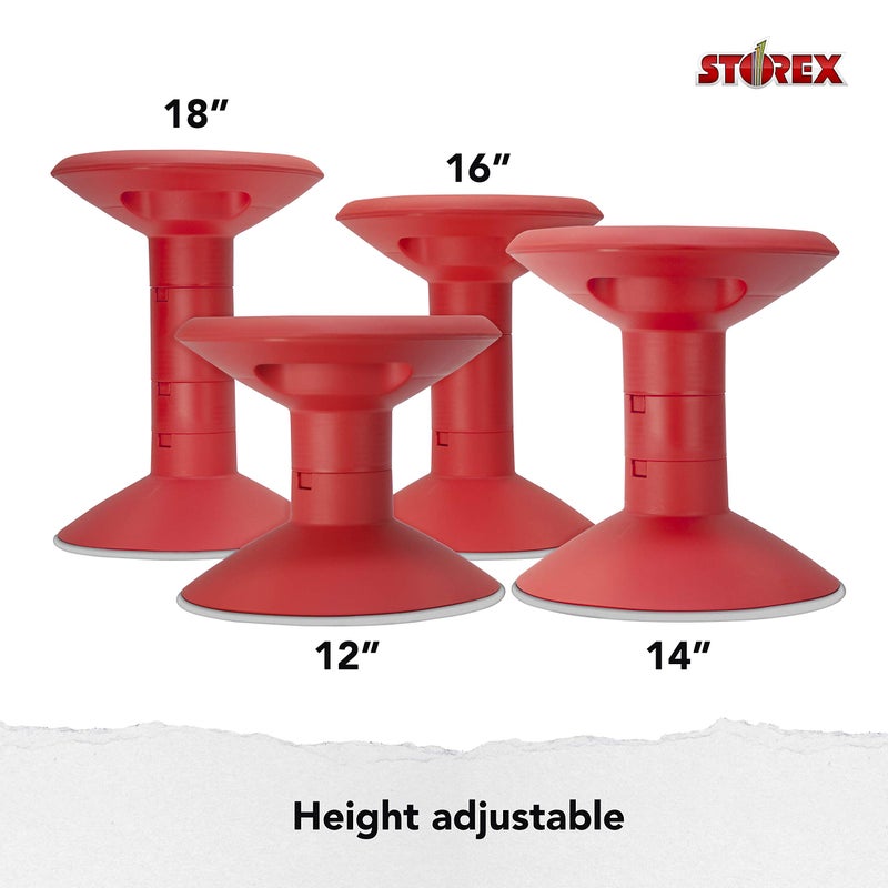 Storex كرسي ويجل من ستوركس - مقعد نشط مرن للفصول الدراسية والدراسة في المنزل، ارتفاع قابل للتعديل من 12 إلى 18 بوصة، أحمر (00302U01C) - Image 4